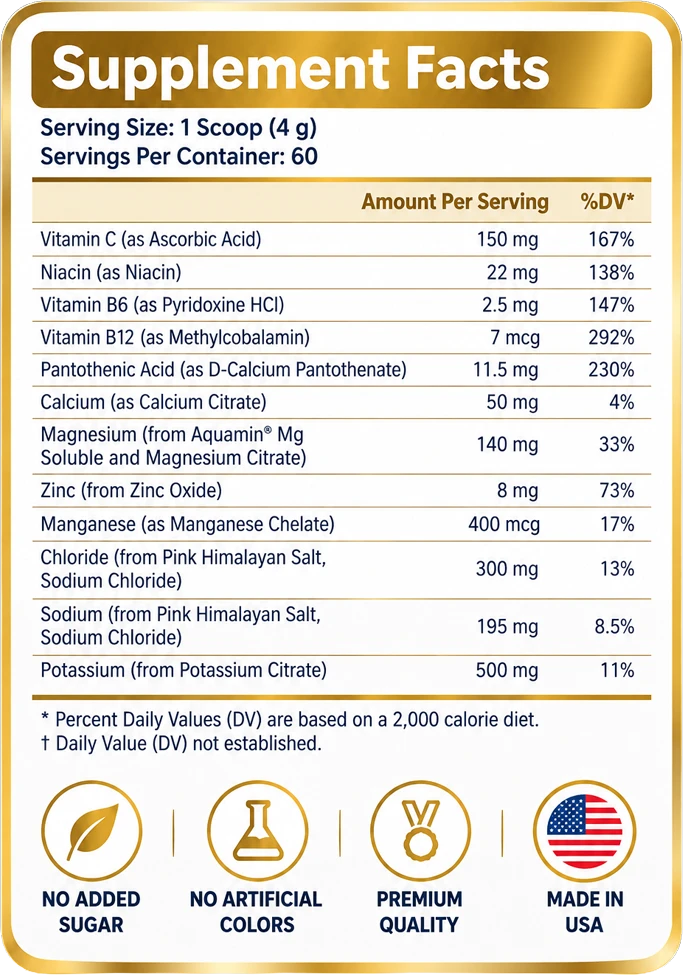 Supplement facts - HYDRATION+